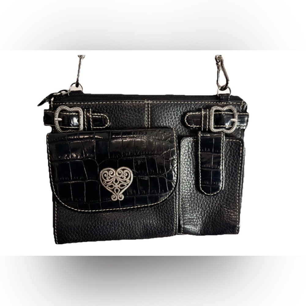 Brighton Black Crossbody Organizer Heart